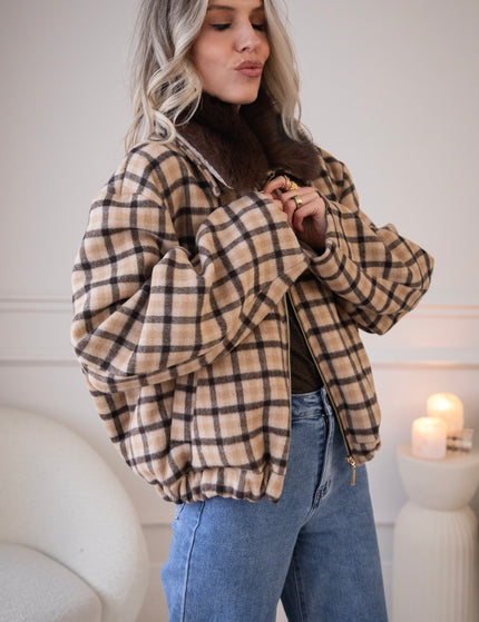 Sweet Cinnamon Check Beige/Brown - Jacket