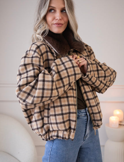 Sweet Cinnamon Check Beige/Brown - Jacket
