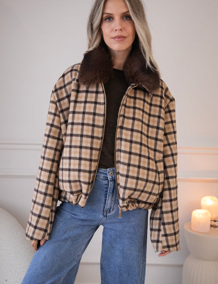 Sweet Cinnamon Check Beige/Brown - Jacket