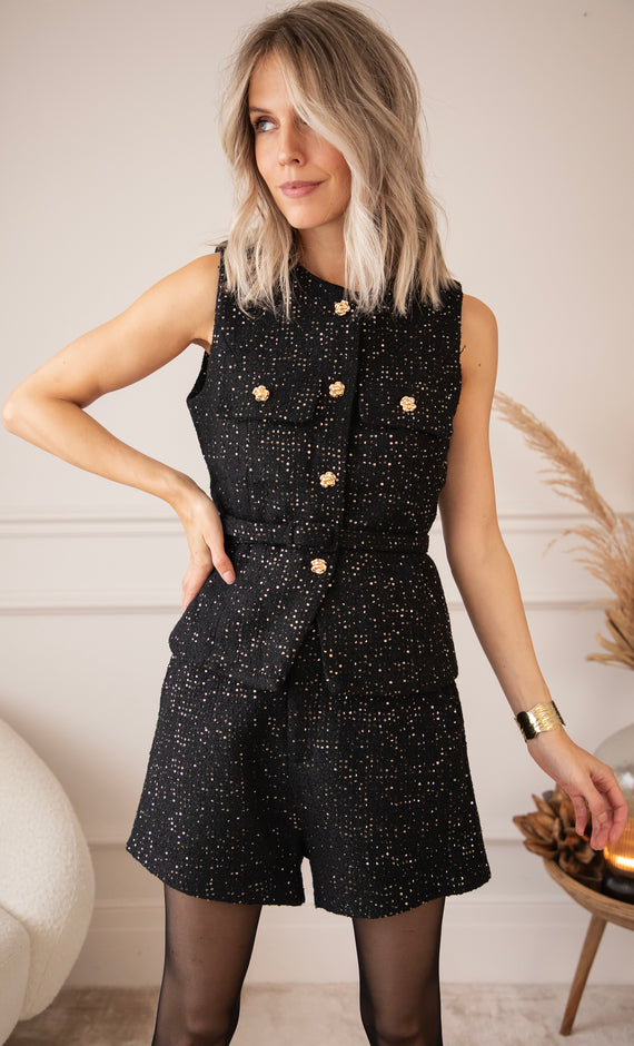 Ärmellose Jacke - Glow On - Schwarz