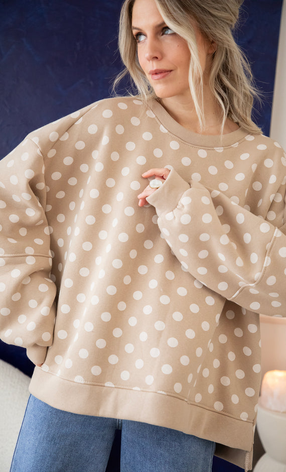Pop Of Polka Beige - Sweater