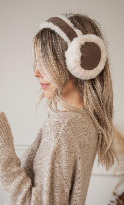 Fluffy Ears Beige/Brown - Ear Warmers