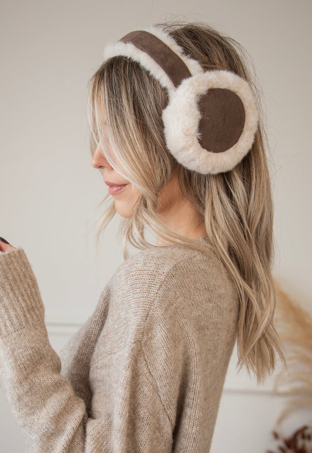 Fluffy Ears Beige/Brown - Ear Warmers