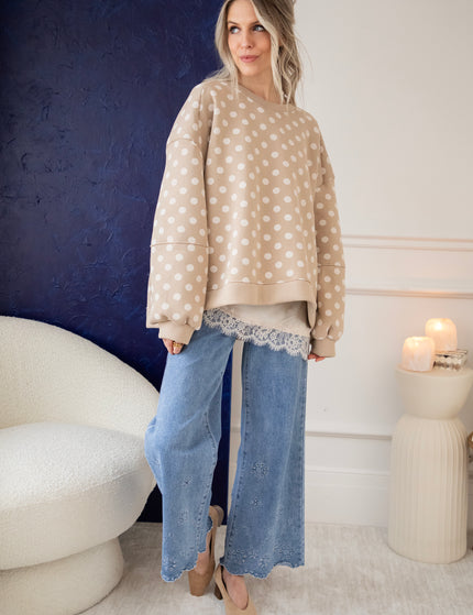 Pop Of Polka Beige - Sweater