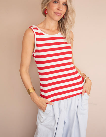 Top - Stripe Me Up - Rot/Offwhite