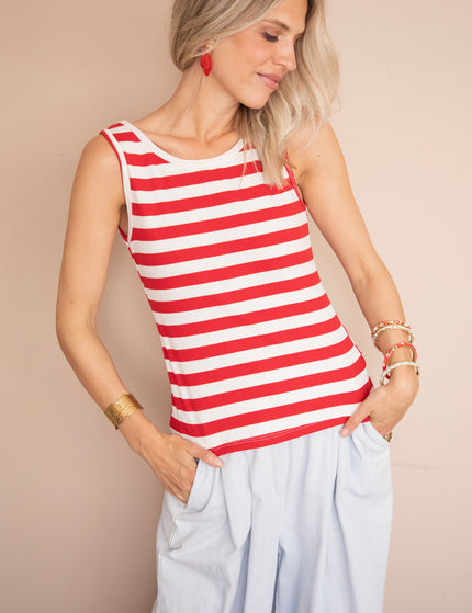 Top - Stripe Me Up - Rot/Offwhite