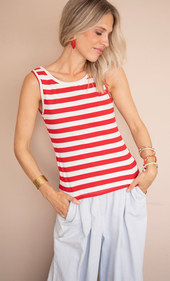 Stripe Me Up Red/Off White - Top