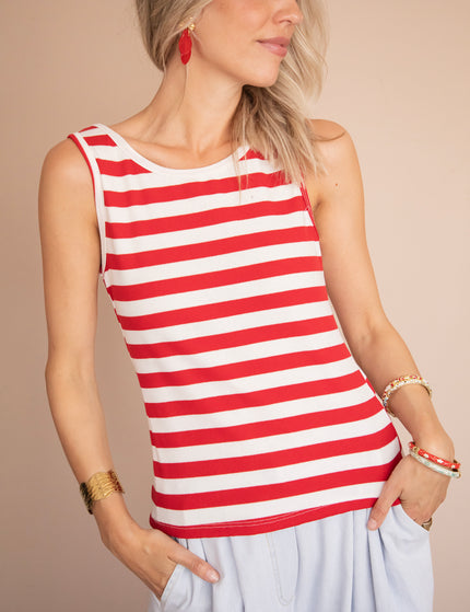 Top - Stripe Me Up - Rot/Offwhite