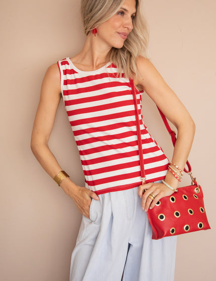 Top - Stripe Me Up - Rot/Offwhite