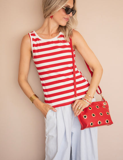 Top - Stripe Me Up - Rot/Offwhite