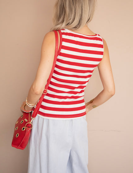 Top - Stripe Me Up - Rot/Offwhite