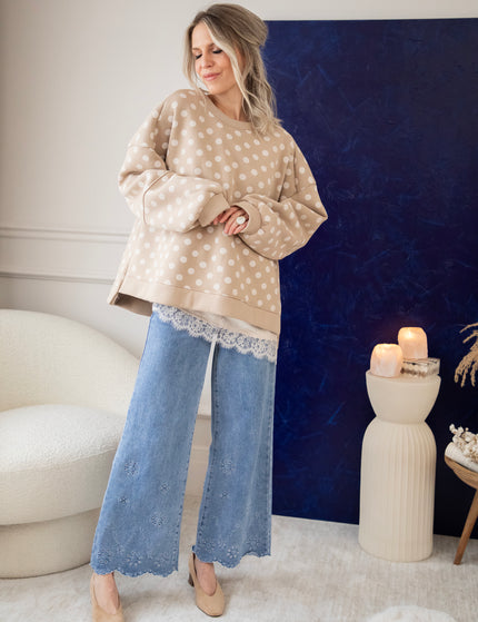 Pop Of Polka Beige - Sweater