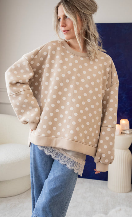 Pop Of Polka Beige - Sweater