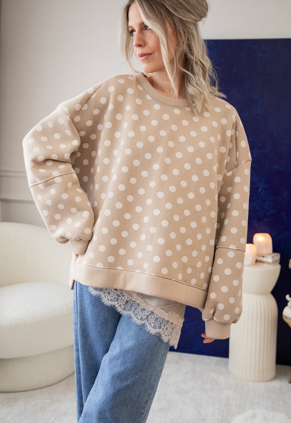 Pop Of Polka Beige - Sweater