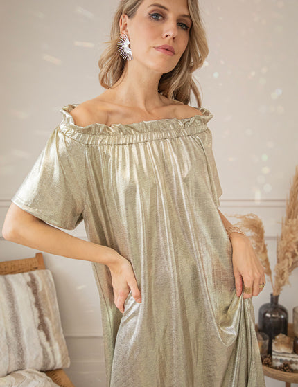 Find Your Inner Sparkle Gold - Maxi Dress