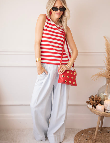 Top - Stripe Me Up - Rot/Offwhite