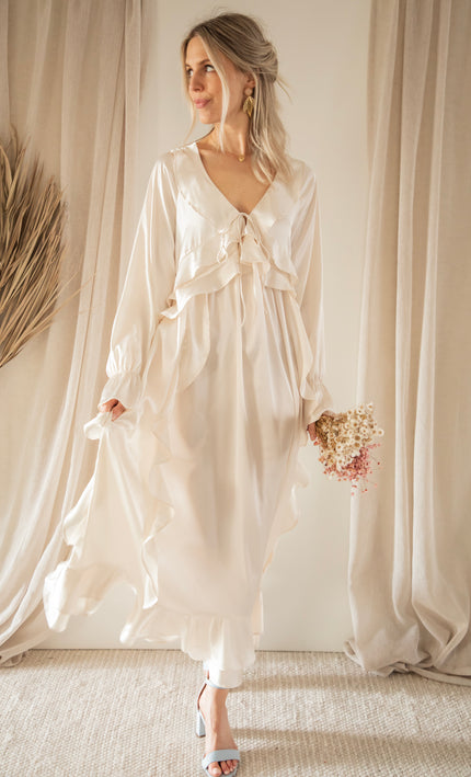 Sidona Satin Beige - Maxi Dress