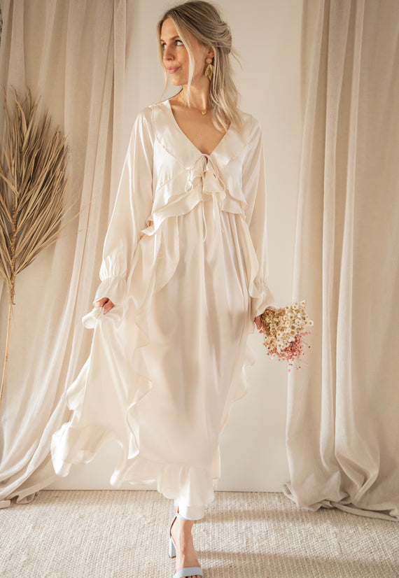 Sidona Satin Beige - Maxi Jurk