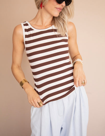 Top - Stripe Me Up - Braun/Weiß