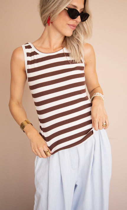 Top - Stripe Me Up - Braun/Weiß