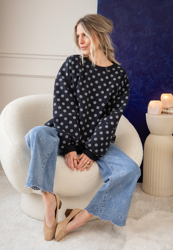 Pop Of Polka Navy - Sweater