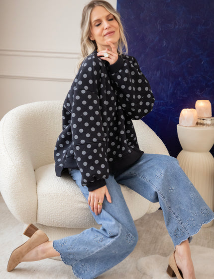 Pop Of Polka Navy - Sweater