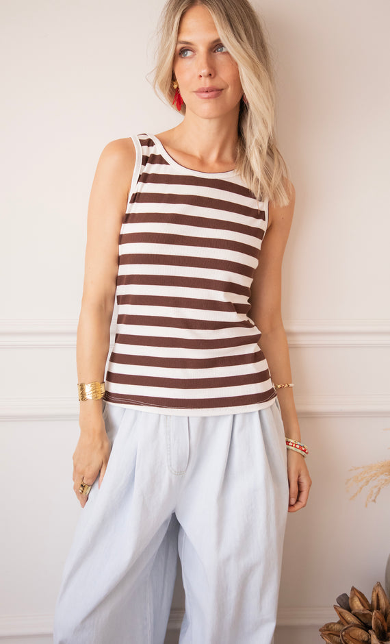 Stripe Me Up Brown/White - Top
