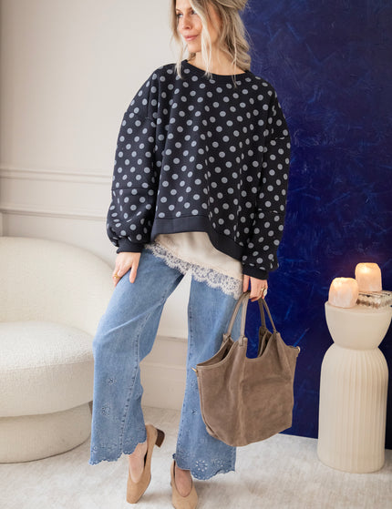 Pop Of Polka Navy - Sweater