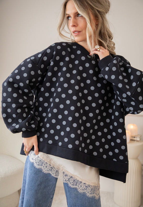 Pop Of Polka Navy - Sweater