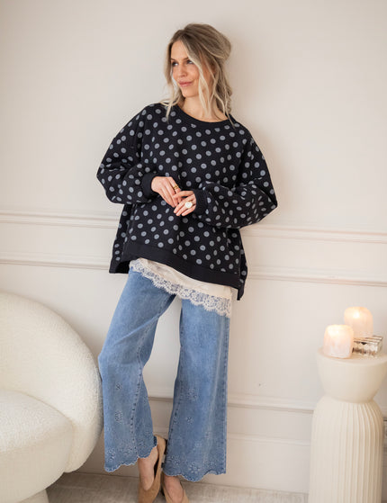 Pop Of Polka Navy - Sweater