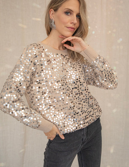 Sienna Sequin Light Camel - Trui