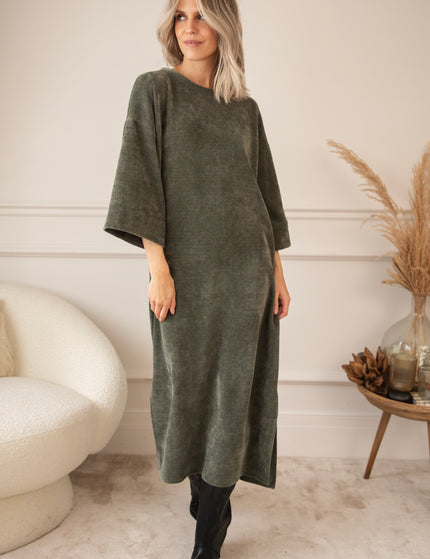Viva Velvet Khaki - Maxi Dress