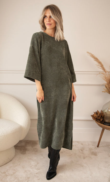 Viva Velvet Khaki - Maxi Dress