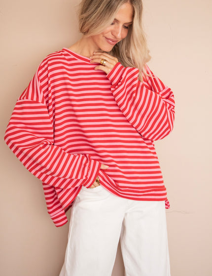 Pullover - Sadie Stripe - Rosa/Rot