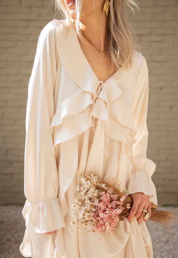 Sidona Satin Beige - Maxi Jurk