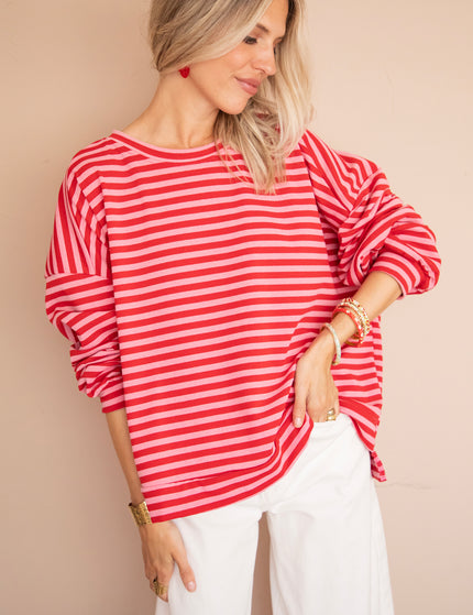 Pullover - Sadie Stripe - Rosa/Rot