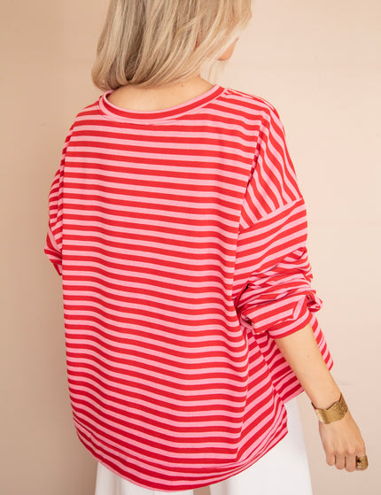 Pullover - Sadie Stripe - Rosa/Rot