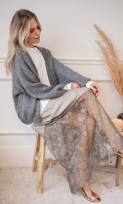 Moonlight Lace Grey - Maxi Skirt