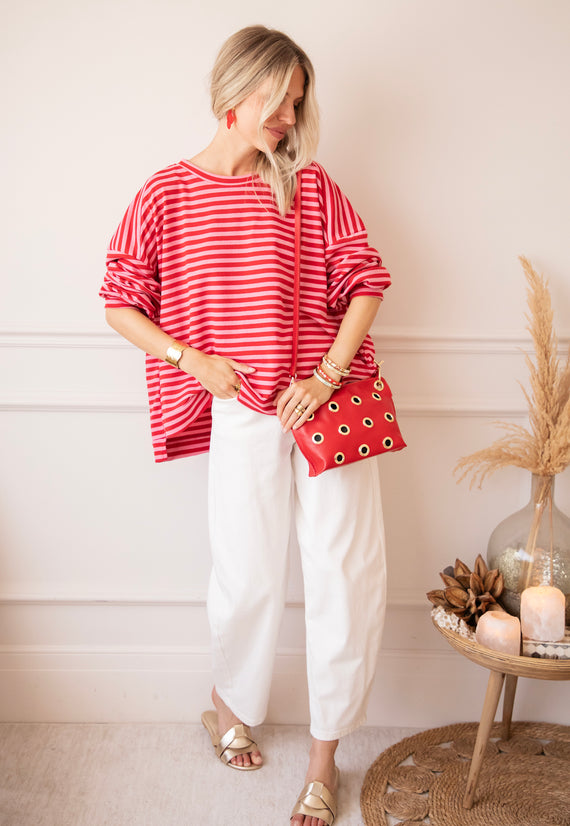 Sadie Stripe Pink/Red - Sweater