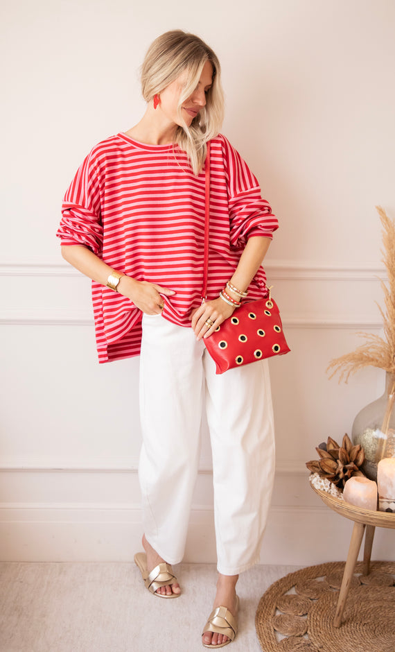 Sadie Stripe Pink/Red - Sweater