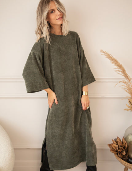 Viva Velvet Khaki - Maxi Dress