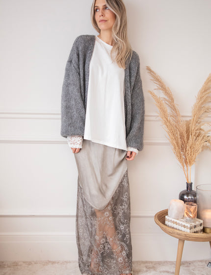 Moonlight Lace Grey - Maxi Skirt