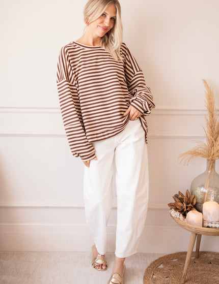 Pullover - Sadie Stripe - Beige/Braun