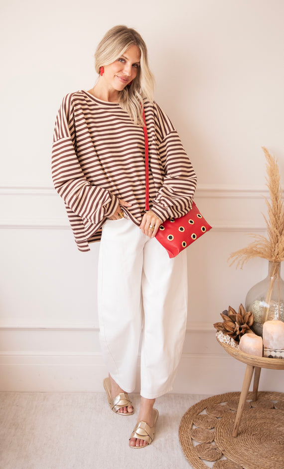 Sadie Stripe Beige/Brown - Sweater