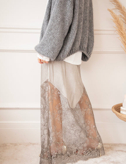 Moonlight Lace Grey - Maxi Skirt