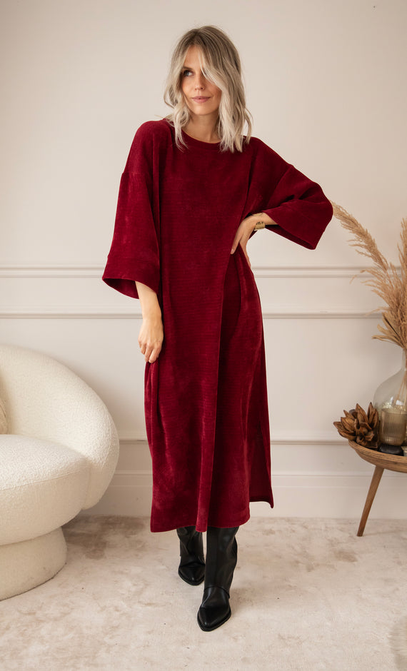 Viva Velvet Bordeaux - Maxi Jurk