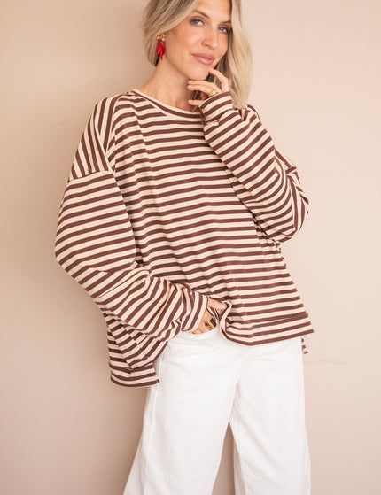 Pullover - Sadie Stripe - Beige/Braun