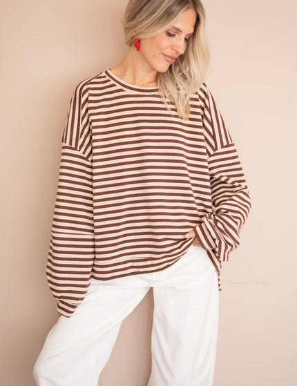 Pullover - Sadie Stripe - Beige/Braun