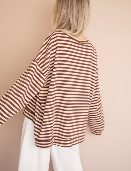 Pullover - Sadie Stripe - Beige/Braun