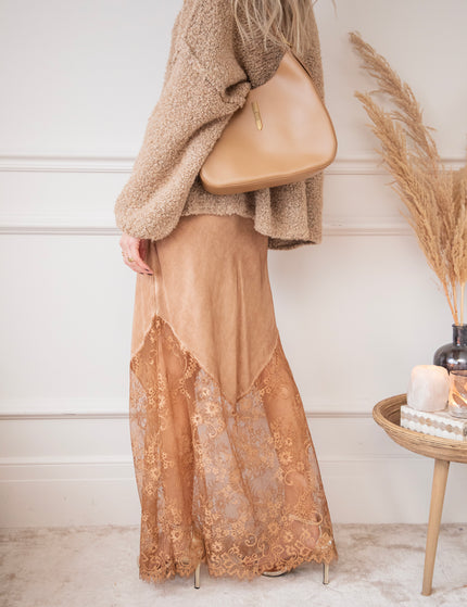 Moonlight Lace Camel - Maxi Skirt